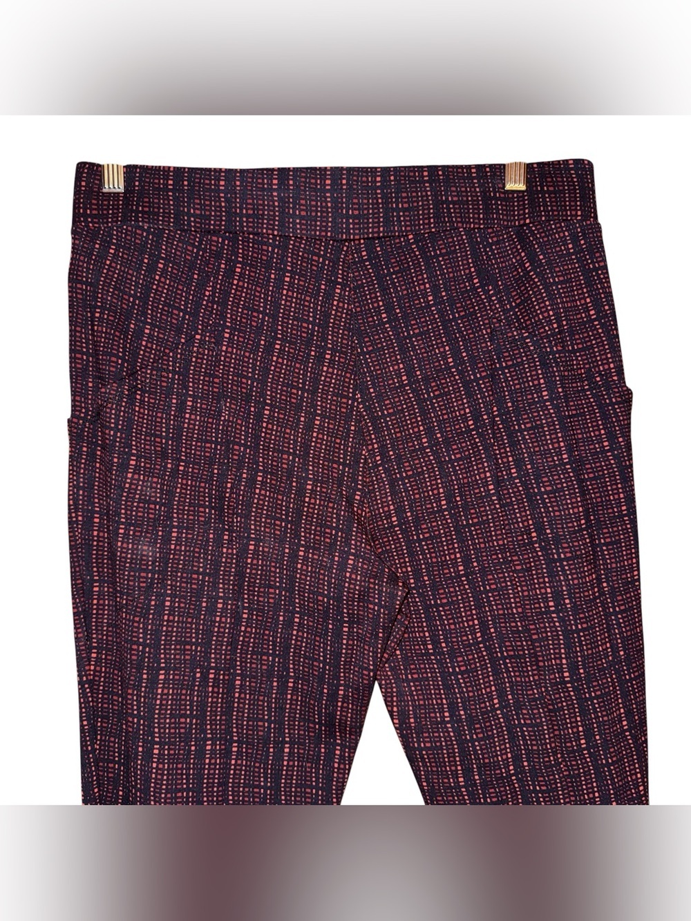 BETABRAND Journey 6 Pocket Skinny Dress Pants Neo Plaid Black Red Size LP - Picture 9 of 16